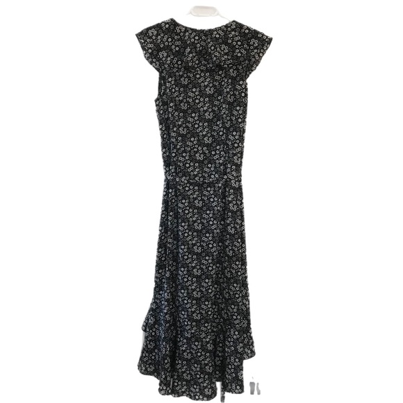 Max Studio Black&White Floral Ruffle Wrap Midi Dress - Picture 4 of 7